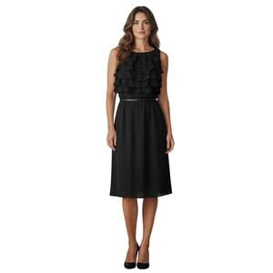 Calvin Klein Ruffle Bodice Sleeveless Sheath Dress Sz 4 Black